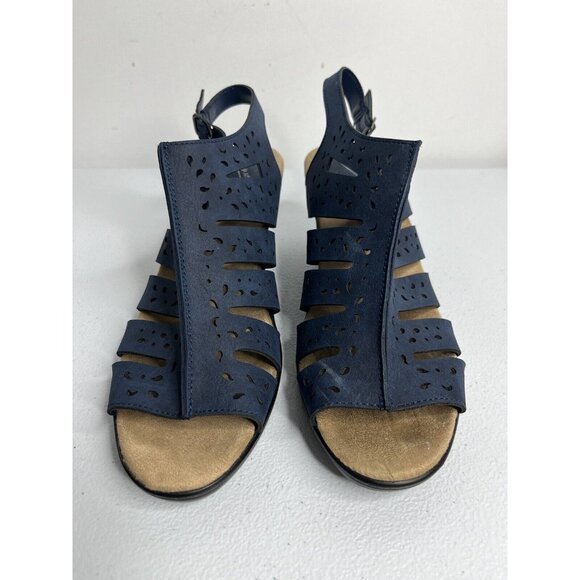 Easy Street Navy Blue Comfort Heeled Sandals Size 9M - Picture 3 of 10